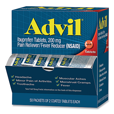 Advil Ibuprofen Tablets, Two-Pack, 50 Packs/Box (PFYBXAVL50BX)