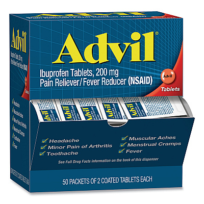 Advil Ibuprofen Tablets, Two-Pack, 50 Packs/Box (PFYBXAVL50BX)