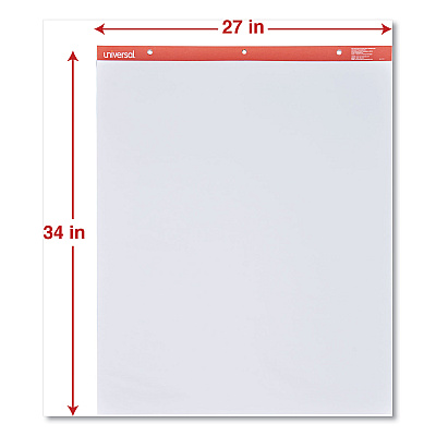 Universal Easel Pads/Flip Charts, Unruled, 27 x 34, White, 50 Sheets, 2/Carton (UNV35600)
