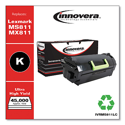 Innovera Remanufactured Black Ultra High-Yield Toner, Replacement for MS811/MX811, 45,000 Page-Yield (IVRMS811LC)