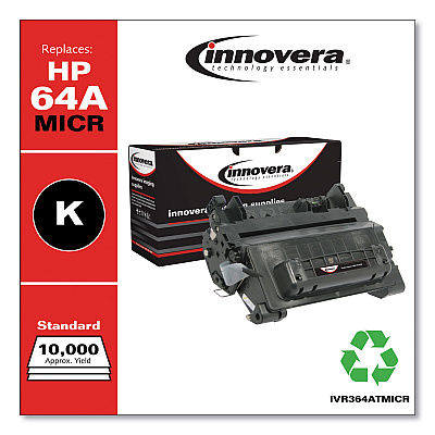Innovera Remanufactured Black MICR Toner, Replacement for 64AM (CC364AM), 10,000 Page-Yield (IVR364ATMICR)