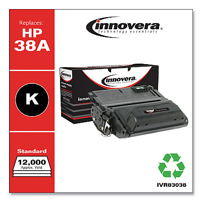 Innovera Remanufactured Black Toner, Replacement for 38A (Q1338A), 12,000 Page-Yield (IVR83038)