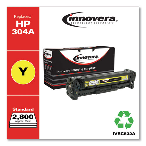 Innovera Remanufactured Yellow Toner, Replacement for 304A (CC532A), 2,800 Page-Yield