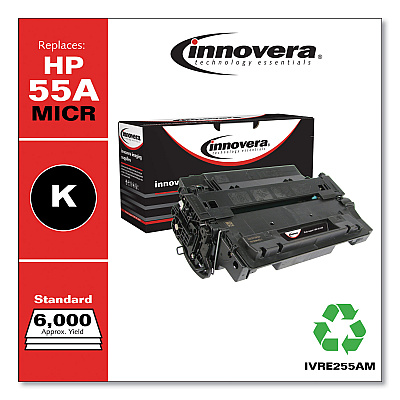 Innovera Remanufactured Black MICR Toner, Replacement for 55AM (CE255AM), 6,000 Page-Yield
