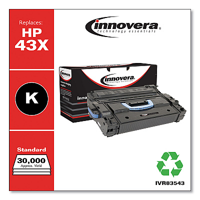 Innovera Remanufactured Black High-Yield Toner, Replacement for 43X (C8543X), 30,000 Page-Yield (IVR83543)