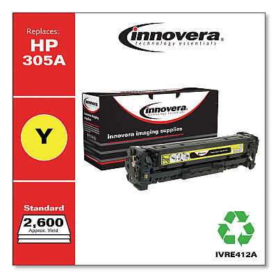Innovera Remanufactured Yellow Toner, Replacement for 305A (CE412A), 2,600 Page-Yield