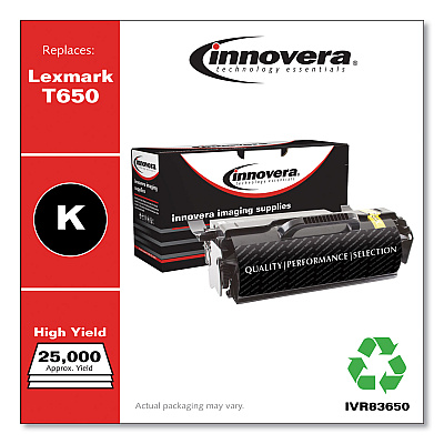 Innovera Remanufactured Black Toner, Replacement for T650H21A, 25,000 Page-Yield (IVR83650)