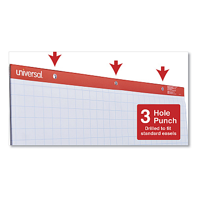 Universal Easel Pads/Flip Charts, Quadrille Rule (1 sq/in), 27 x 34, White, 50 Sheets, 2/Carton (UNV35602)