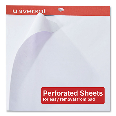 Universal Easel Pads/Flip Charts, Unruled, 27 x 34, White, 50 Sheets, 2/Carton (UNV35600)
