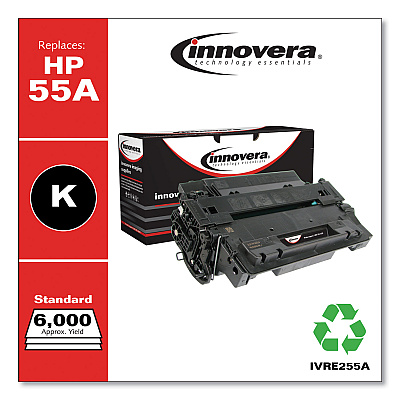 Innovera Remanufactured Black Toner, Replacement for 55A (CE255A), 6,000 Page-Yield