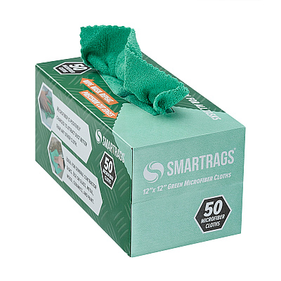 Smart Rags Microfiber Cloths 12x12 Green, Pack Of 50 (M950G-innerbx)