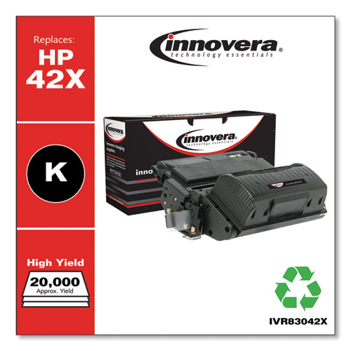 Innovera Remanufactured Black High-Yield Toner, Replacement for 42X (Q5942X), 20,000 Page-Yield (83042X)