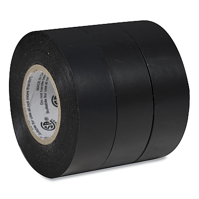 Duck Pro Electrical Tape, 1" Core, 0.75" x 50 ft, Black, 3/Pack (DUC299004)