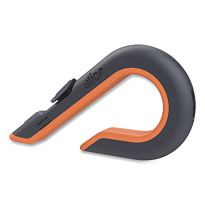 slice Box Cutters, Double Sided, Replaceable, 1.29" Carbon Steel Blade, 7" Nylon Handle, Gray/Orange (SLI10400)