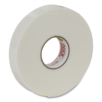 Duck Double-Stick Foam Mounting Tape, Permanent, Holds Up to 2 lbs, 0.75" x 15 ft, White (DUCHU156)