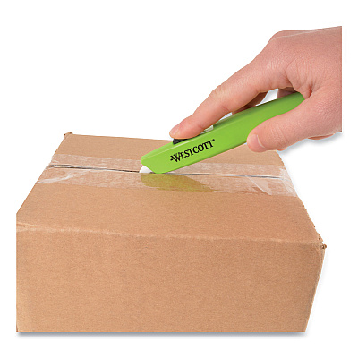Westcott Safety Ceramic Blade Box Cutter, 0.5" Blade, 6.15" Plastic Handle, Green (ACM17519)