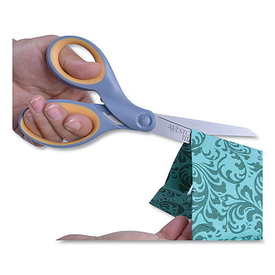 Westcott Titanium Bonded Scissors, Left Handed, 8" Long, 3.5" Cut Length, Straight Gray/Yellow Handle (ACM15917)
