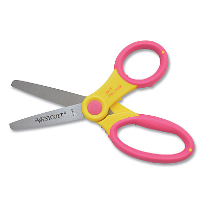 Westcott Ultra Soft Handle Scissors with Antimicrobial Protection, Round Tip, 5" Long, 2" Cut Length, Randomly Assorted Handle Color (ACM14596)