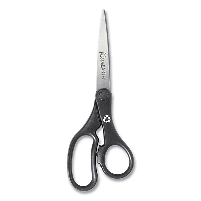 Westcott KleenEarth Basic Plastic Handle Scissors, 8" Long, 3.25" Cut Length, Straight Black Handle (ACM15583)