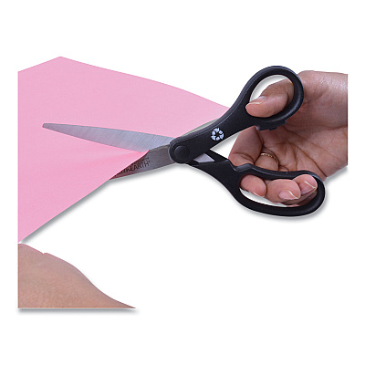 Westcott KleenEarth Basic Plastic Handle Scissors, 8" Long, 3.25" Cut Length, Straight Black Handle (ACM15583)