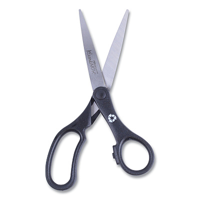 Westcott KleenEarth Basic Plastic Handle Scissors, 8" Long, 3.25" Cut Length, Straight Black Handle (ACM15583)