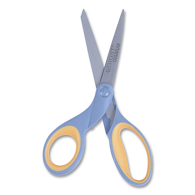 Westcott Titanium Bonded Scissors, Left Handed, 8" Long, 3.5" Cut Length, Straight Gray/Yellow Handle (ACM15917)
