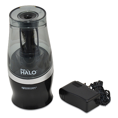 Westcott Halo Colored Pencil Non-Stick Electric Sharpener, AC-Powered, 3.5 x 6.75, Black/Silver (ACM16894)