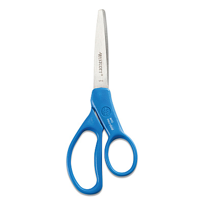 Westcott Student Scissors with Antimicrobial Protection, Pointed Tip, 7" Long, 3" Cut Length, Randomly Assorted Handle Color (ACM14231)