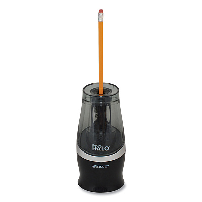 Westcott Halo Colored Pencil Non-Stick Electric Sharpener, AC-Powered, 3.5 x 6.75, Black/Silver (ACM16894)