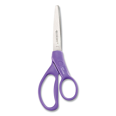 Westcott Student Scissors with Antimicrobial Protection, Pointed Tip, 7" Long, 3" Cut Length, Randomly Assorted Handle Color (ACM14231)
