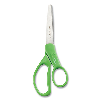 Westcott Student Scissors with Antimicrobial Protection, Pointed Tip, 7" Long, 3" Cut Length, Randomly Assorted Handle Color (ACM14231)