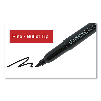 Universal Pen-Style Permanent Marker Value Pack, Fine Bullet Tip, Black, 36/Pack (UNV07070)