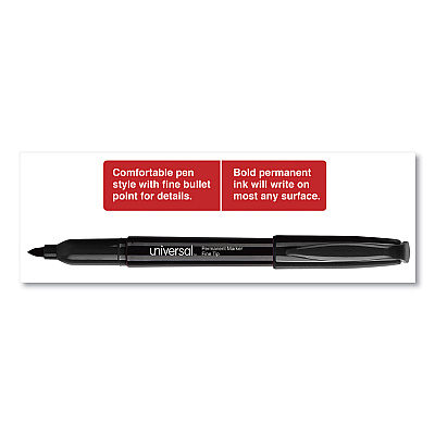 Universal Pen-Style Permanent Marker Value Pack, Fine Bullet Tip, Black, 36/Pack (UNV07070)