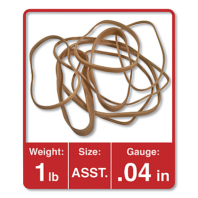 Universal Rubber Bands, Size 54 (Assorted), Assorted Gauges, Beige, 1 lb Box (UNV00154)