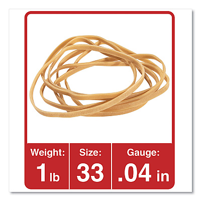 Universal Rubber Bands, Size 33, 0.04" Gauge, Beige, 1 lb Box, 640/Pack (UNV00133)