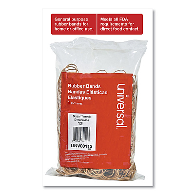 Universal Rubber Bands, Size 12, 0.04" Gauge, Beige, 1 lb Box, 2,500/Pack (UNV00112)