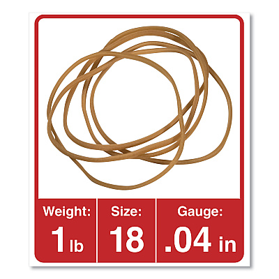 Universal Rubber Bands, Size 18, 0.04" Gauge, Beige, 1 lb Box, 1,600/Pack (UNV00118)