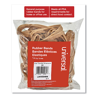 Universal Rubber Bands, Size 64, 0.04" Gauge, Beige, 4 oz Box, 80/Pack (UNV00464)