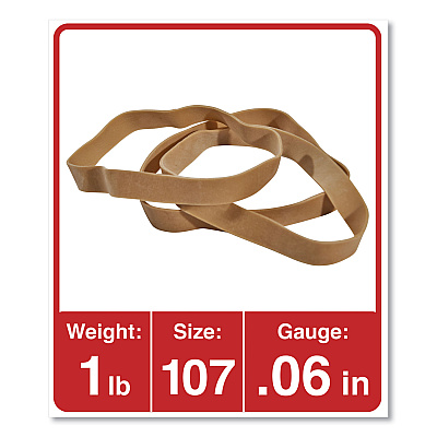 Universal Rubber Bands, Size 107, 0.06" Gauge, Beige, 1 lb Box, 40/Pack (UNV01107)