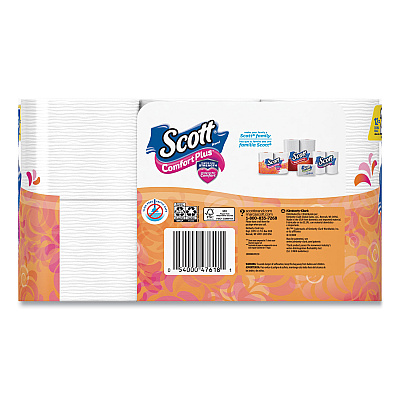 Scott ComfortPlus Toilet Paper, Double Roll, Bath Tissue, Septic Safe, 1-Ply, White, 231 Sheets/Roll, 12 Rolls/Pack, 4 Packs/Carton (KCC47618)