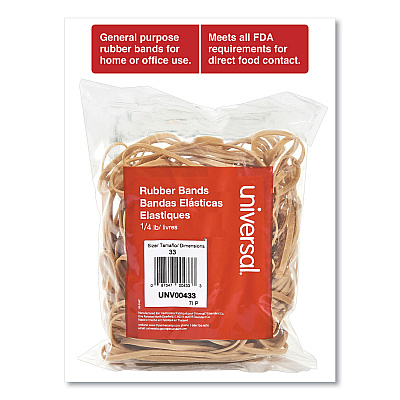 Universal Rubber Bands, Size 33, 0.04" Gauge, Beige, 4 oz Box, 160/Pack (UNV00433)