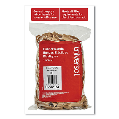 Universal Rubber Bands, Size 84, 0.04" Gauge, Beige, 1 lb Box, 155/Pack (UNV00184)
