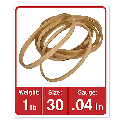 Universal Rubber Bands, Size 30, 0.04" Gauge, Beige, 1 lb Box, 1,100/Pack (UNV00130)