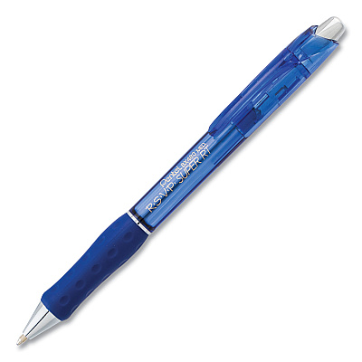 Pentel R.S.V.P. Super RT Ballpoint Pen, Retractable, Medium 1 mm, Blue Ink, Translucent Blue/Blue Barrel, Dozen (PENBX480C)