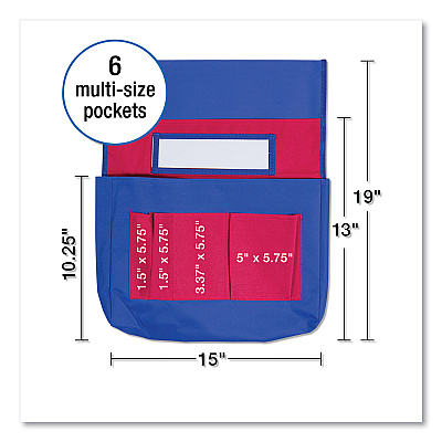 Carson-Dellosa Education Chairback Buddy Pocket Chart, 7 Pockets, 15 x 19, Blue/Red (CDPCD158035)