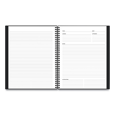 Blue Sky Aligned Business Notebook, 1-Subject, Meeting-Minutes/Notes Format with Narrow Rule, Black Cover, (78) 11 x 8.5 Sheets (BLS121454)