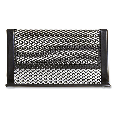 TRU RED One Compartment Business Card Holder, Holds 50 Cards, 3.07 x 0.15 x 4.4, Metal, Black (TUD24402489)