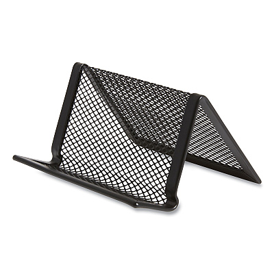 TRU RED One Compartment Business Card Holder, Holds 50 Cards, 3.07 x 0.15 x 4.4, Metal, Black (TUD24402489)