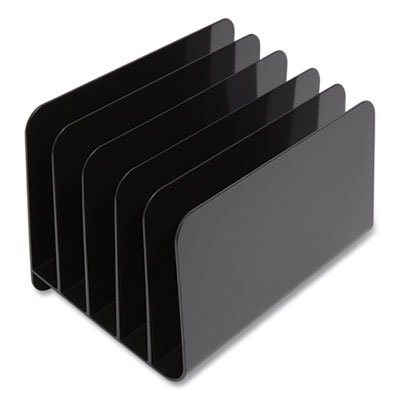TRU RED Plastic Incline Mail Sorter, 5 Sections, #6 1/4 to #16 Envelopes, 6.26 x 9.49 x 6.5, Black (TUD24380800)