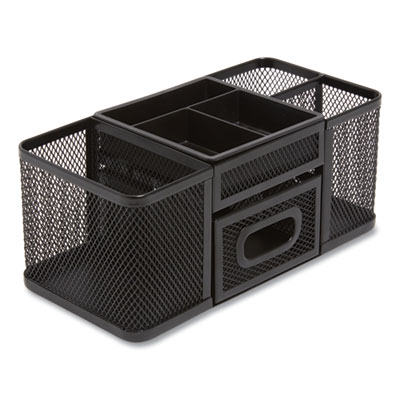 TRU RED Seven Compartment Wire Mesh Accessory Holder, 4.45 x 9.33 x 3.86, Black (TUD24402454)